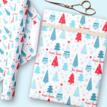 Árbol de Navidad Nombre Nórdico Simple Rojo Azul