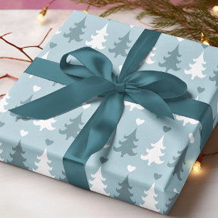 Papel De Regalo Árbol de Navidad nórdico Estilo Escandinavo Azul