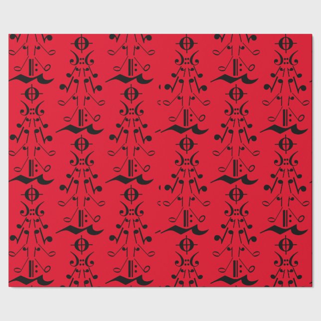 Papel De Regalo Árbol de Navidad - Notas musicales y símbolos (Costura)