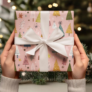 Papel De Regalo Árbol de Navidad Pastel Caprichoso