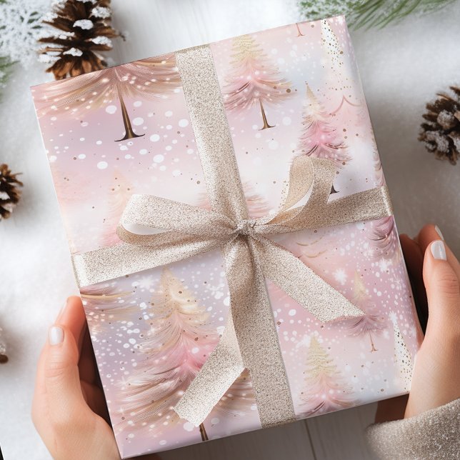 Papel De Regalo Árbol de Navidad Pastel Rosa (Subido por el creador)