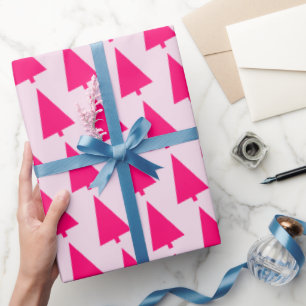 Papel De Regalo Árbol de Navidad Pastel Rosa