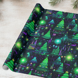 Papel De Regalo Árbol de Navidad Purple Eléctrico