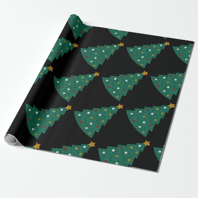 Papel De Regalo Árbol de Navidad purpurina (Desenrollado)