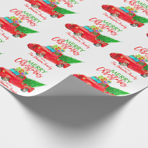 Papel De Regalo Árbol de navidad retro personalizado del camión 