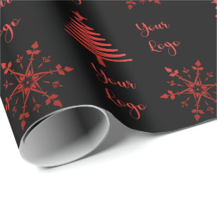 Papel De Regalo Árbol de Navidad Rojo Negro Chic Logo Personalizad