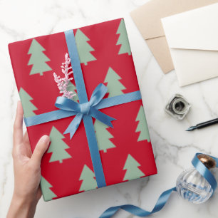 Papel De Regalo Árbol de Navidad Rojo Oscuro