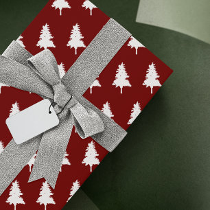 Papel De Regalo Árbol de Navidad Rojo y Blanco Simple y Adorable