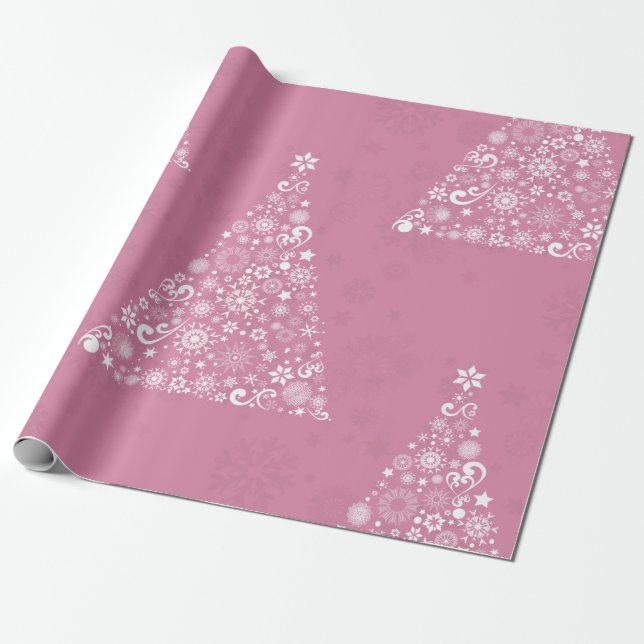 Papel De Regalo árbol de navidad rosa (Desenrollado)