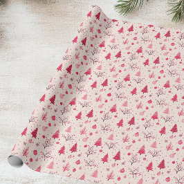 Papel De Regalo Árbol de Navidad rosa