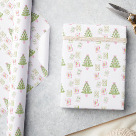 Papel De Regalo Árbol de Navidad Rosa Mahjong