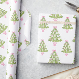 Papel De Regalo Árbol de Navidad Rosa Mahjong
