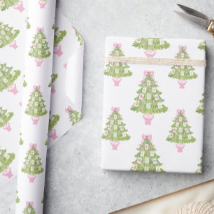 Papel De Regalo Árbol de Navidad Rosa Mahjong