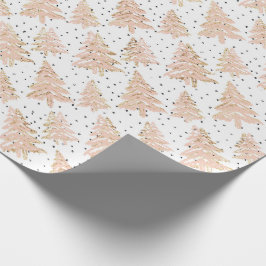 Papel De Regalo Árbol de Navidad rosa moderno y patrón Purpurina d