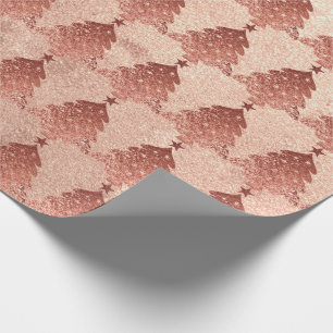 Papel De Regalo Árbol de Navidad Rosa Rosa de Cobre Oro Rubor