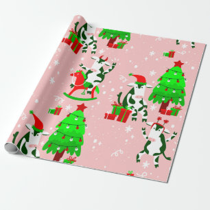 Papel De Regalo árbol de navidad rosa santa vaca