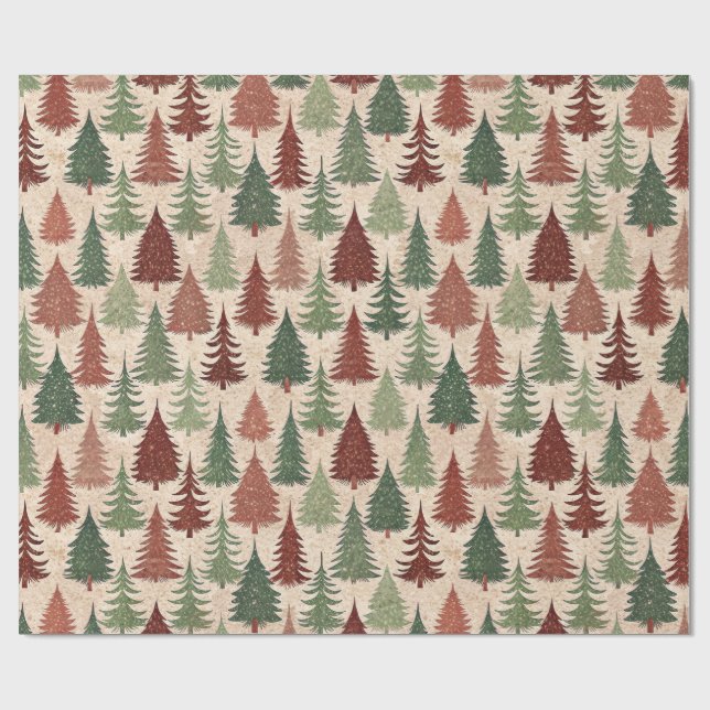 Papel De Regalo Árbol de Navidad Rústico (Superficie plana)