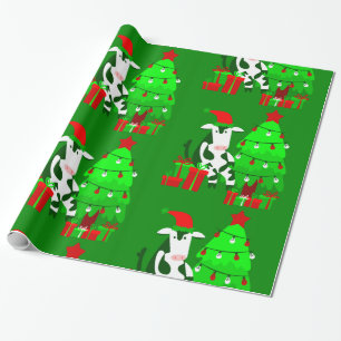 Papel De Regalo árbol de navidad santa claus vaca