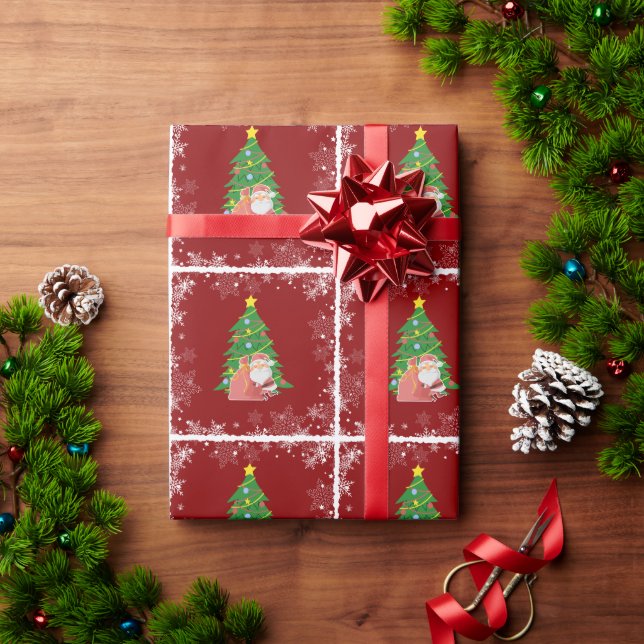 Papel De Regalo árbol de Navidad | Santa | PERSONALIZABLE (Regalo de vacaciones)