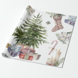 Papel De Regalo Árbol de Navidad simple con vintage de regalo