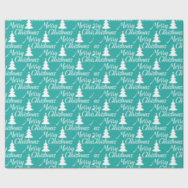Papel De Regalo Árbol de navidad simple de la turquesa (Costura)