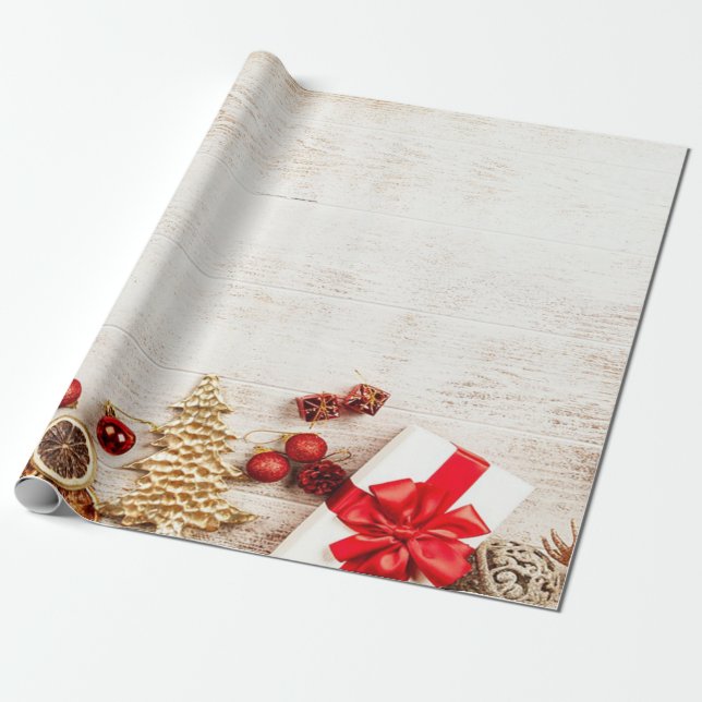 Papel De Regalo Árbol de Navidad,Textura de madera actualFestivida (Desenrollado)