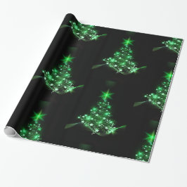 Papel De Regalo Árbol de navidad verde en negro