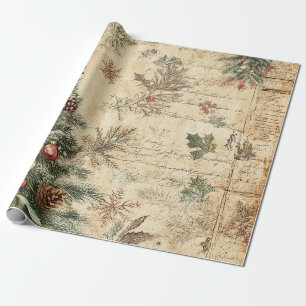 Papel De Regalo Árbol de Navidad y adorno vintage (3)