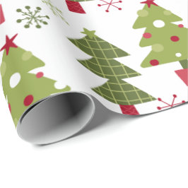Papel De Regalo Árbol de Navidad y copos de nieve