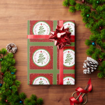 Árbol de Navidad y fondo rojo