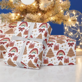 Papel De Regalo Árbol de Navidad y patrón moderno arcoiris