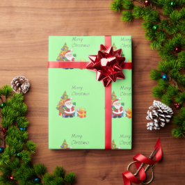 Papel De Regalo Árbol de Navidad y verde navidad de Santa Feliz