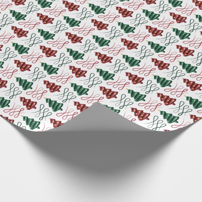 Papel De Regalo Árbol de navidades dibujado con lápiz labial verde (Esquina)