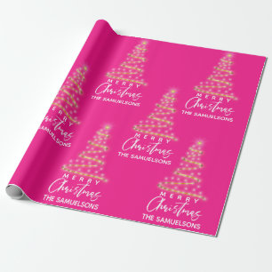 Papel De Regalo Árbol de oro navideño personalizado merry