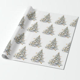 Papel De Regalo Árbol de pino dorado