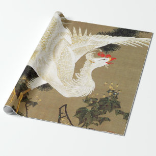 Papel De Regalo Árbol de pino viejo y Fénix blanco de Ito Jakuch
