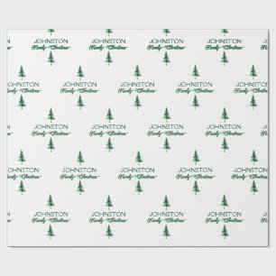 Papel De Regalo Árbol de pinos de color de agua verde para Navidad