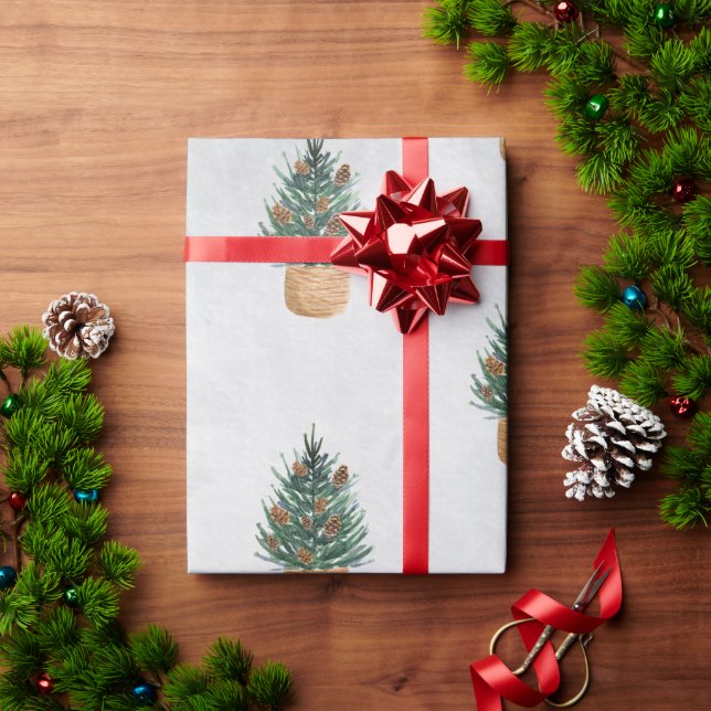 Papel De Regalo Árbol de pinos, vacaciones de cono de pino (Regalo de vacaciones)