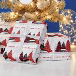 Papel De Regalo Árbol de Purpurinas de la línea roja para Navidade