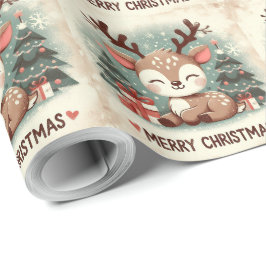 Papel De Regalo Árbol de renos de Santa Cute navidades