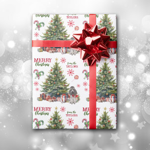 Papel De Regalo Árbol de vacaciones de perro de caniche rojo en mi
