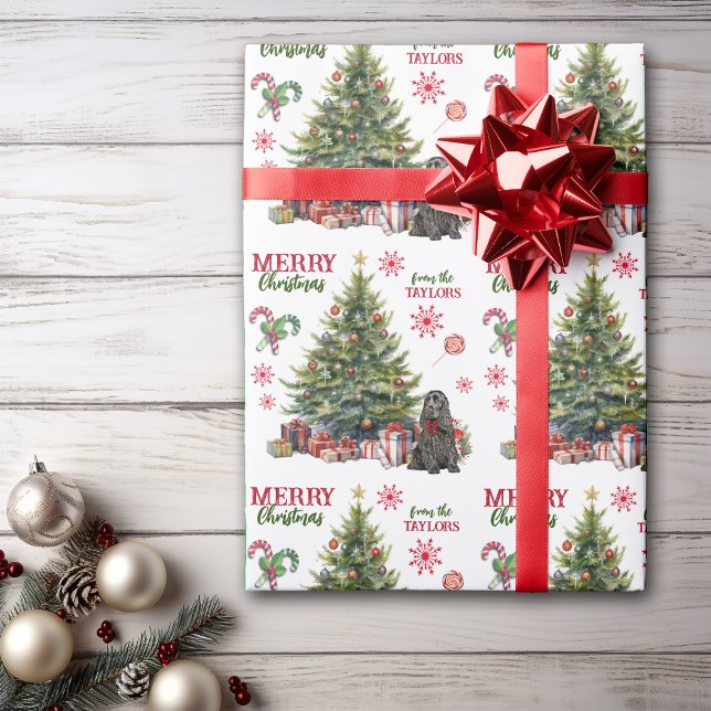 Papel De Regalo Árbol de vacaciones de perro negro de vaca rojo (Subido por el creador)