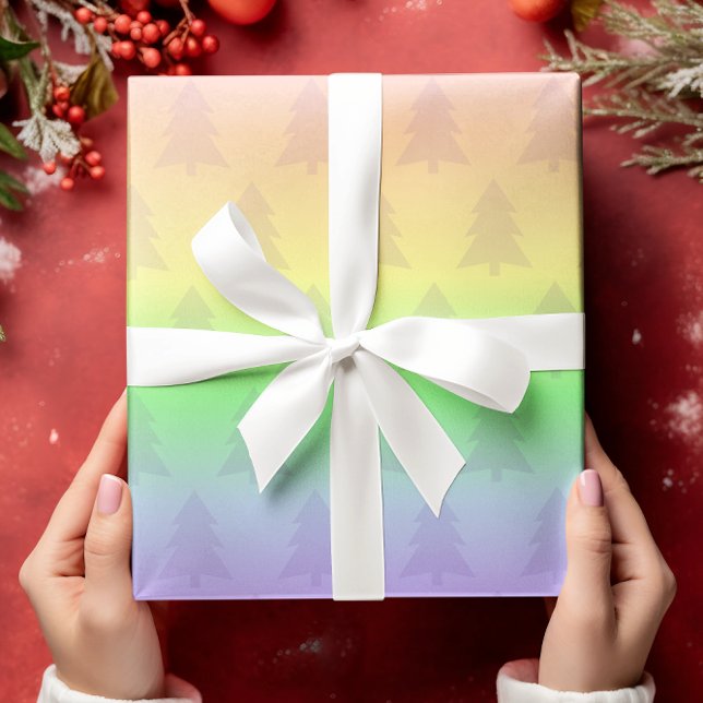 Papel De Regalo Árbol de vacaciones del arcoiris pastel (Subido por el creador)