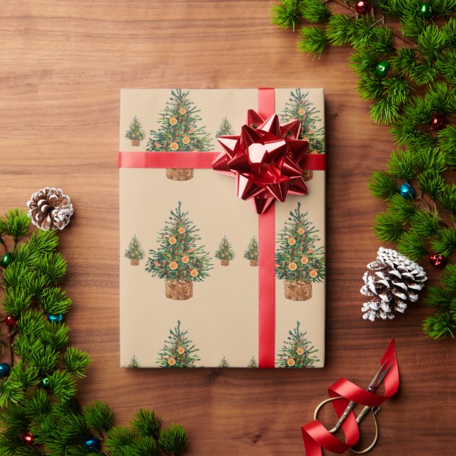 Papel De Regalo Árbol de vacaciones Pino de campo simple minimalis (Regalo de vacaciones)