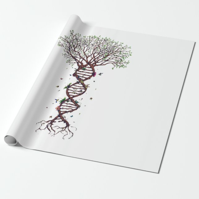 Papel De Regalo Árbol de vida Genética de ADN Entorno de Biología (Desenrollado)