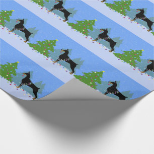 Papel De Regalo Árbol decorativo doberman en el bosque