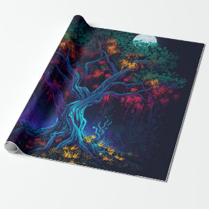Papel De Regalo Árbol digital de brillo futurista