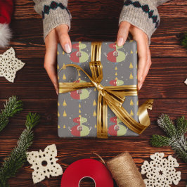 Papel De Regalo Árbol Dorado Gris Navidad Foto Personalizada Fiest