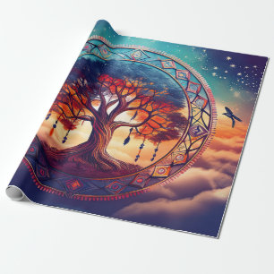 Papel De Regalo Árbol Dreamcatcher de la vida, explosión espiritua
