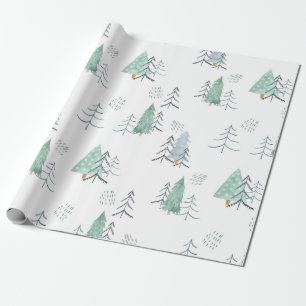 Papel De Regalo Árbol escandinavo de invierno Patrón pintado a man
